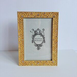 NEW Olivia Riegel Picture Frame Gold Tone with Crystals 4x6